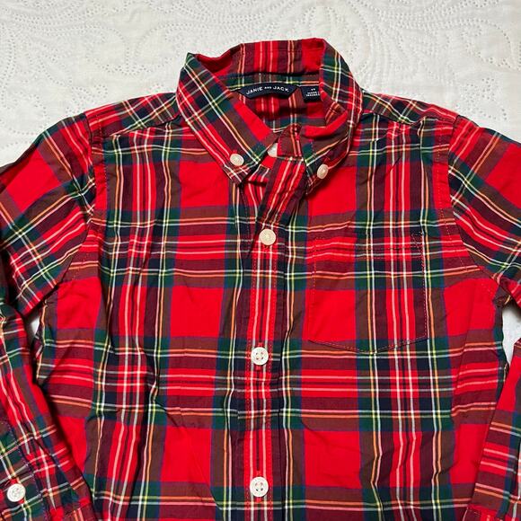 Janie and Jack Tartan Plaid Button Up Holiday Shirt Size 2T - Picture 5 of 5